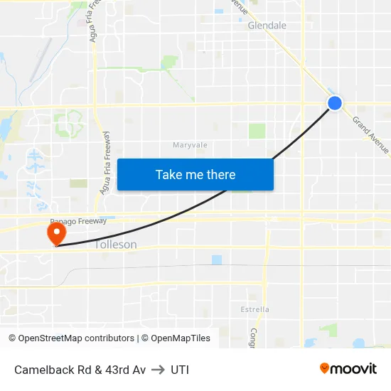 Camelback Rd & 43rd Av to UTI map