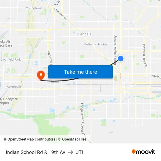 Indian School Rd & 19th Av to UTI map