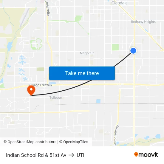 Indian School Rd & 51st Av to UTI map