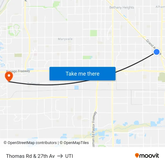 Thomas Rd & 27th Av to UTI map