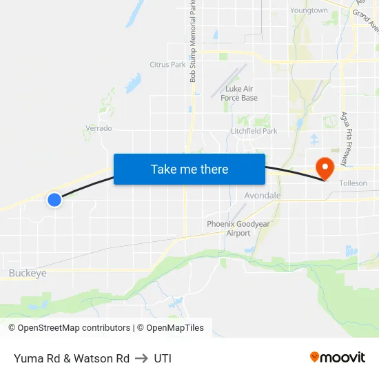 Yuma Rd & Watson Rd to UTI map
