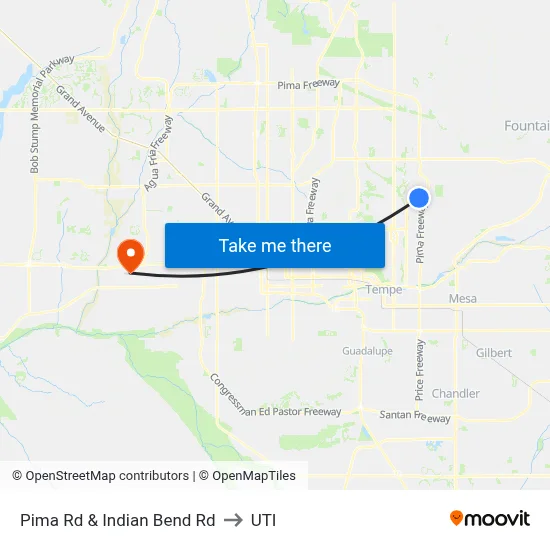 Pima Rd & Indian Bend Rd to UTI map
