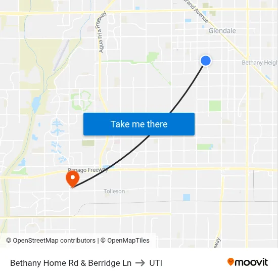 Bethany Home Rd & Berridge Ln to UTI map