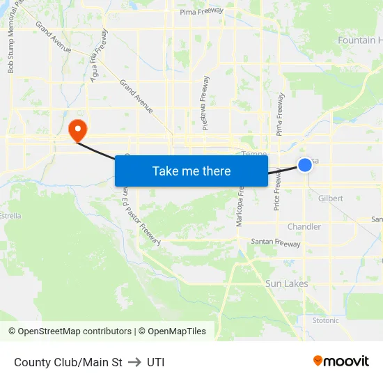 County Club/Main St to UTI map