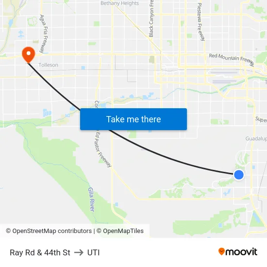 Ray Rd & 44th St to UTI map
