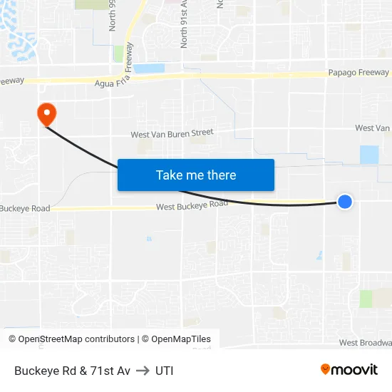 Buckeye Rd & 71st Av to UTI map