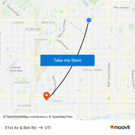 51st Av & Bell Rd to UTI map