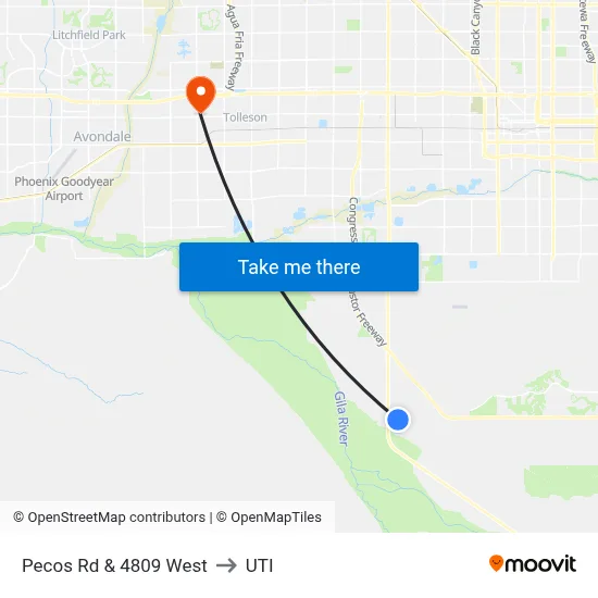 Pecos Rd & 4809 West to UTI map