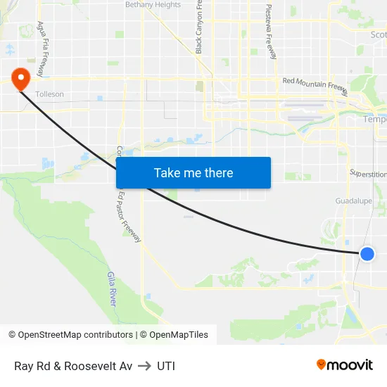 Ray Rd & Roosevelt Av to UTI map