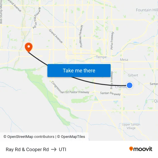 Ray Rd & Cooper Rd to UTI map