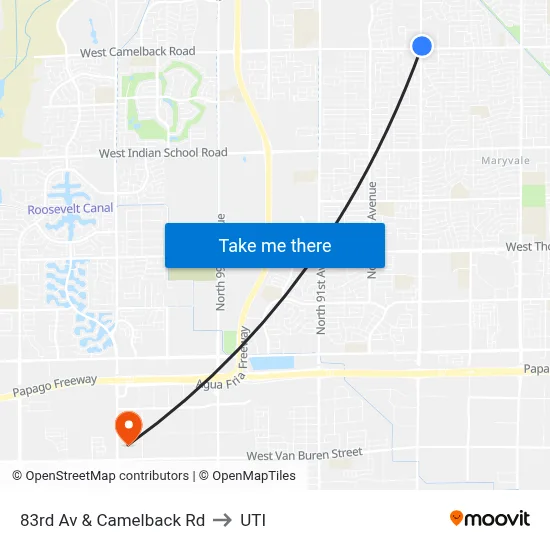 83rd Av & Camelback Rd to UTI map