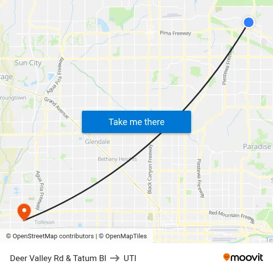 Deer Valley Rd & Tatum Bl to UTI map