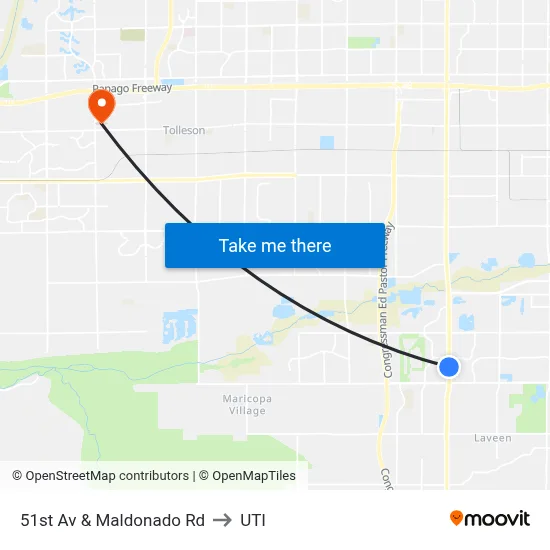 51st Av & Maldonado Rd to UTI map