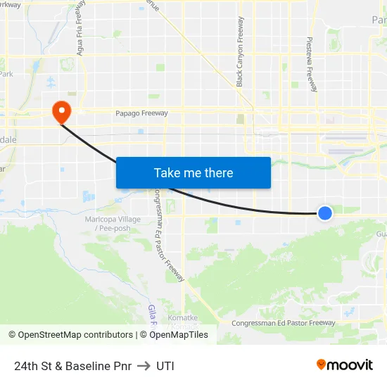 24th St & Baseline Pnr to UTI map