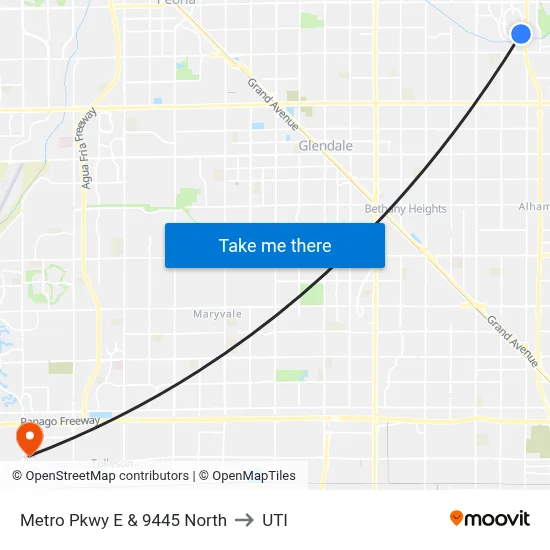 Metro Pkwy E & 9445 North to UTI map