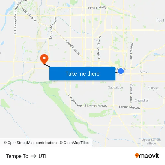 Tempe Tc to UTI map