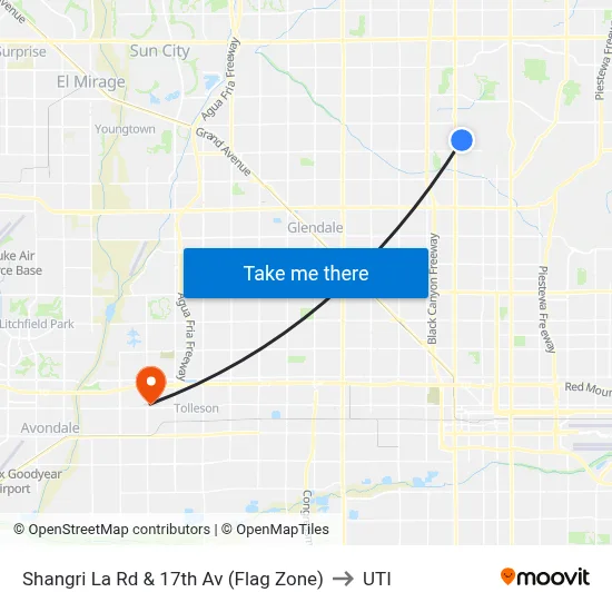 Shangri La Rd & 17th Av (Flag Zone) to UTI map