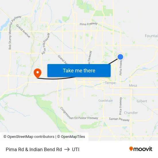 Pima Rd & Indian Bend Rd to UTI map