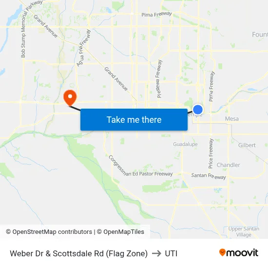Weber Dr & Scottsdale Rd (Flag Zone) to UTI map
