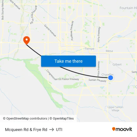 Mcqueen Rd & Frye Rd to UTI map