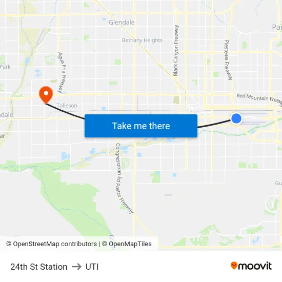 24th St Station to UTI map