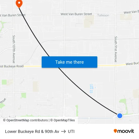 Lower Buckeye Rd & 90th Av to UTI map