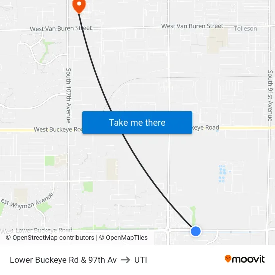 Lower Buckeye Rd & 97th Av to UTI map