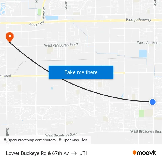 Lower Buckeye Rd & 67th Av to UTI map