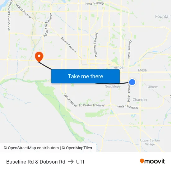 Baseline Rd & Dobson Rd to UTI map