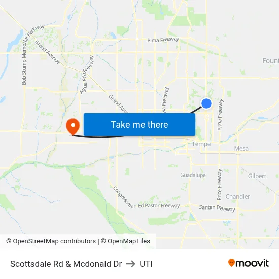 Scottsdale Rd & Mcdonald Dr to UTI map