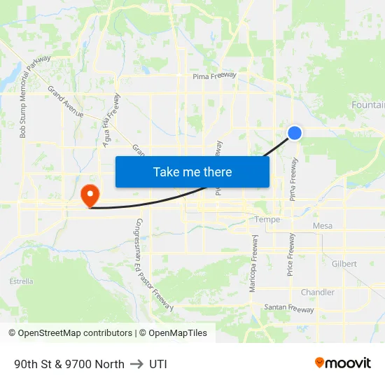 90th St & 9700 North to UTI map