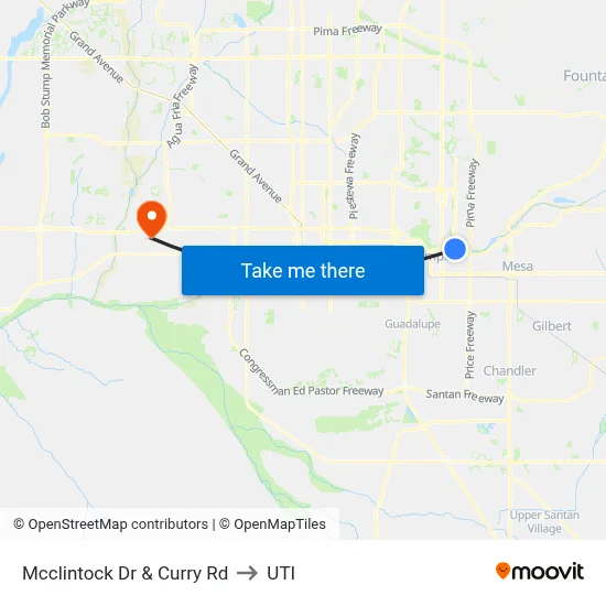 Mcclintock Dr & Curry Rd to UTI map