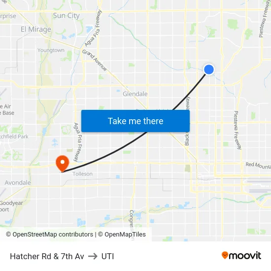 Hatcher Rd & 7th Av to UTI map