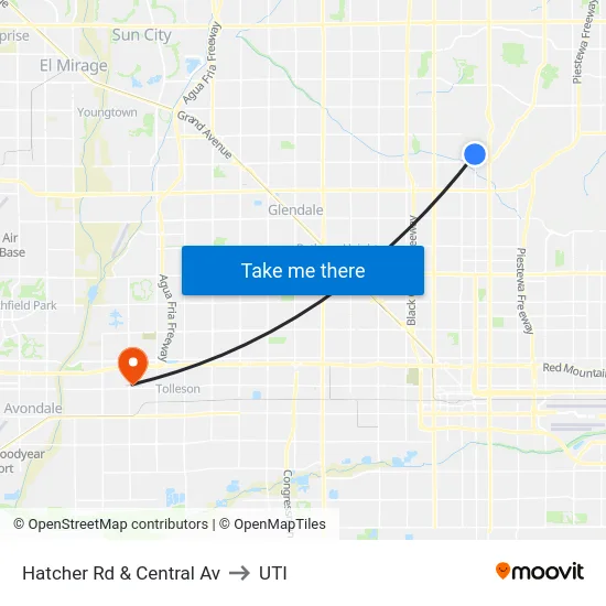 Hatcher Rd & Central Av to UTI map