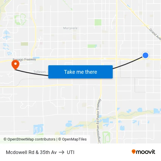 Mcdowell Rd & 35th Av to UTI map