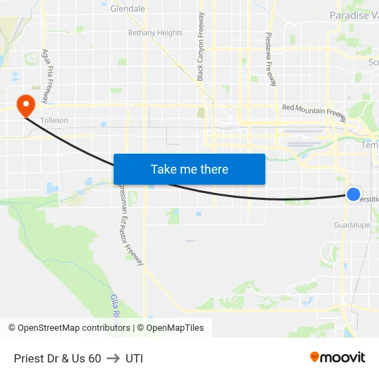 Priest Dr & Us 60 to UTI map