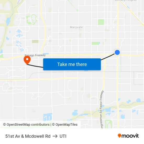 51st Av & Mcdowell Rd to UTI map