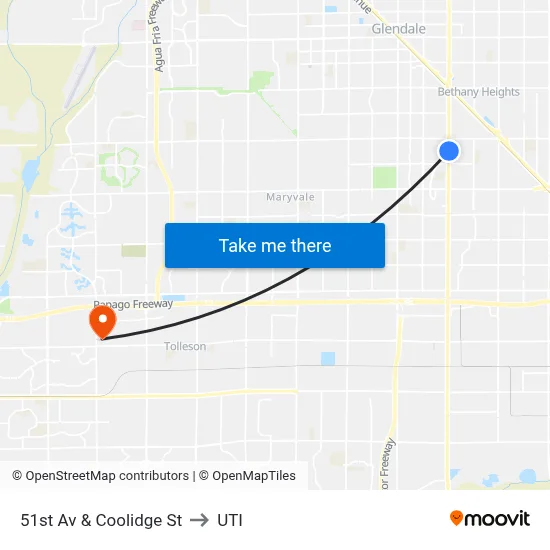 51st Av & Coolidge St to UTI map
