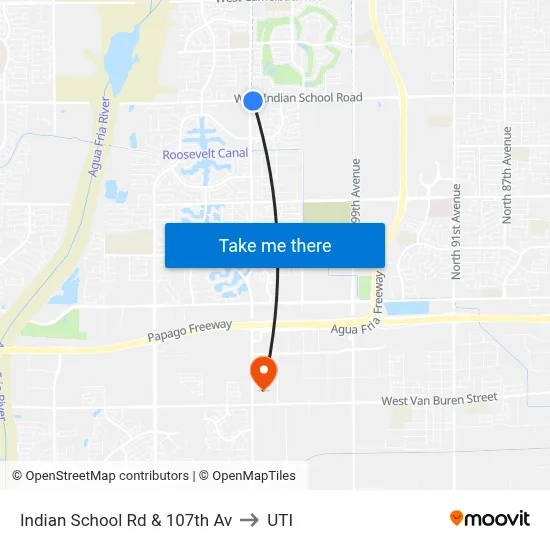 Indian School Rd & 107th Av to UTI map
