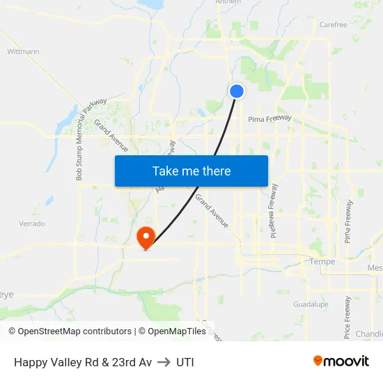 Happy Valley Rd & 23rd Av to UTI map