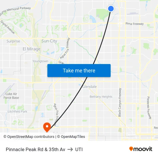 Pinnacle Peak Rd & 35th Av to UTI map