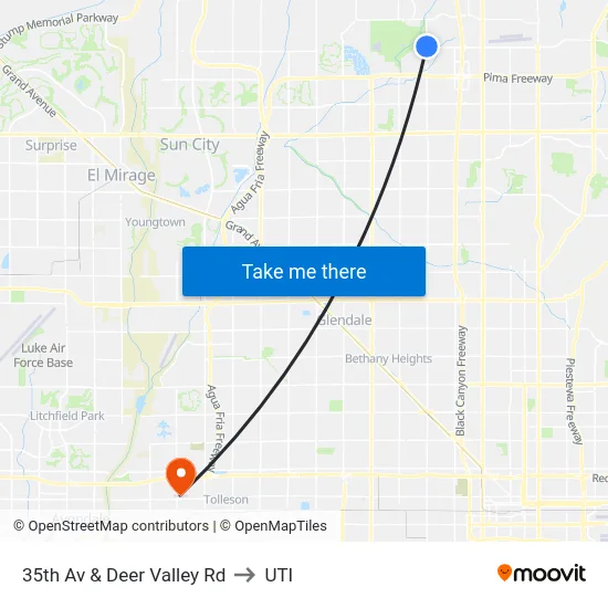 35th Av & Deer Valley Rd to UTI map