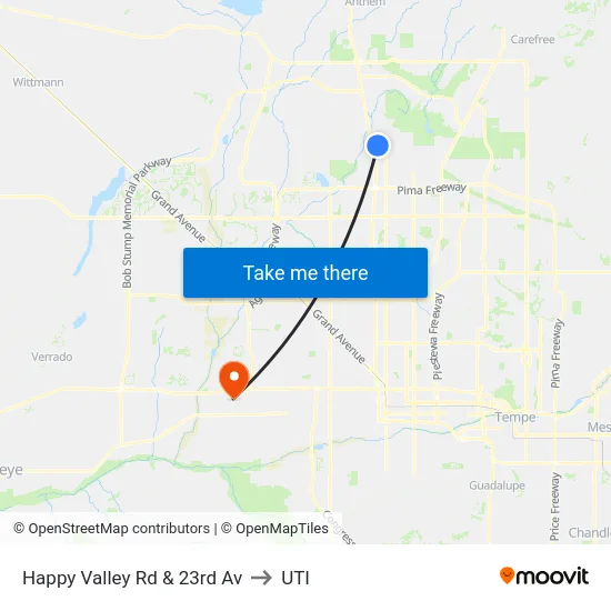 Happy Valley Rd & 23rd Av to UTI map