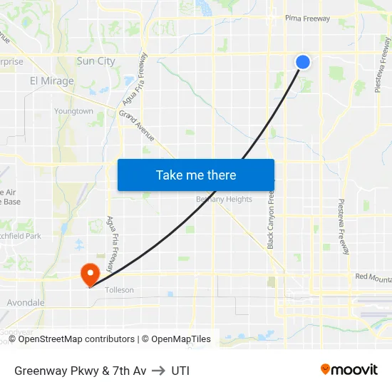 Greenway Pkwy & 7th Av to UTI map
