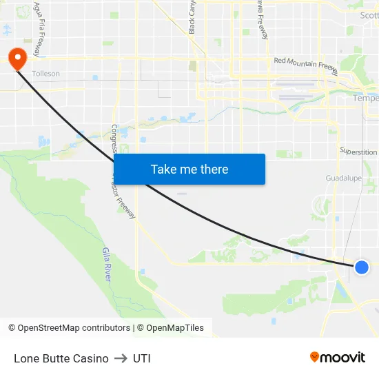 Lone Butte Casino to UTI map