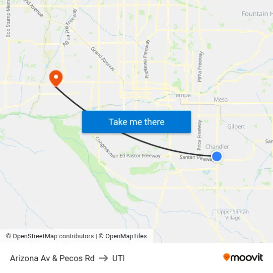 Arizona Av & Pecos Rd to UTI map