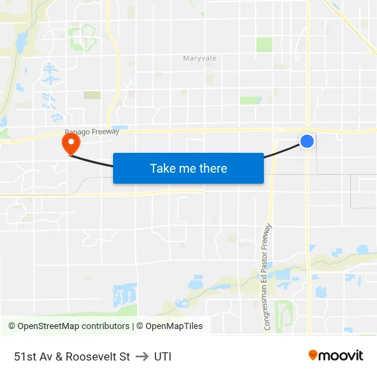 51st Av & Roosevelt St to UTI map