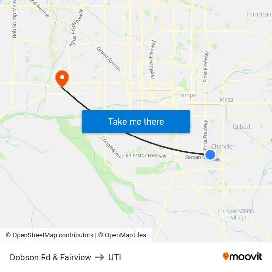 Dobson Rd & Fairview to UTI map