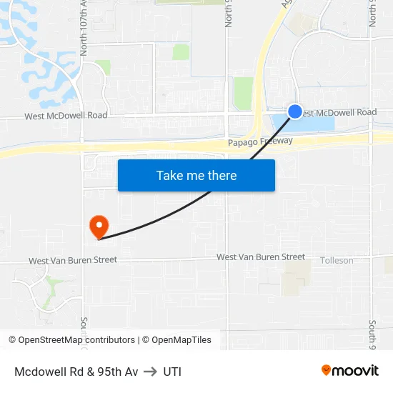 Mcdowell Rd & 95th Av to UTI map