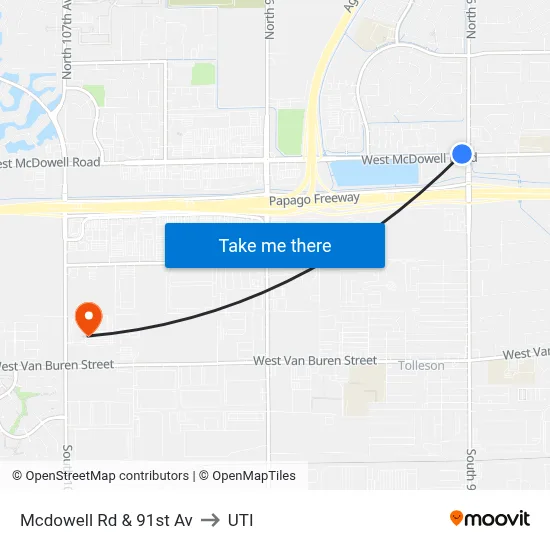 Mcdowell Rd & 91st Av to UTI map